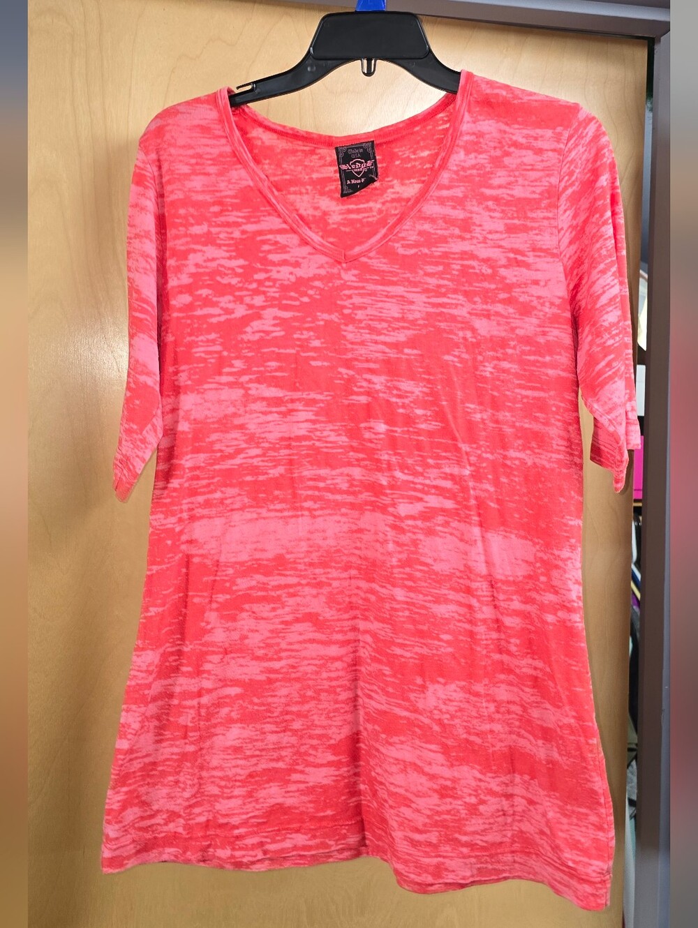 Pink V-Neck Half Sleeve Tee